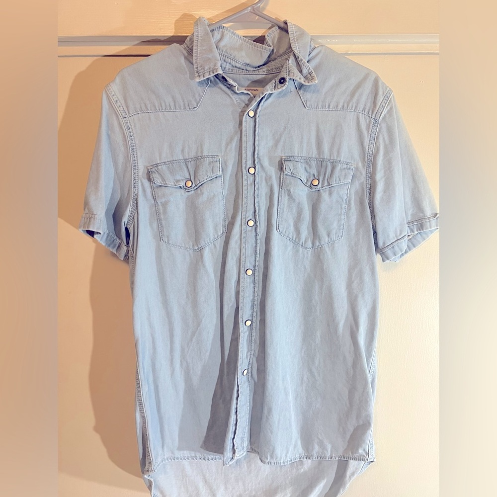 Topman Denim Short Sleeve Shirt